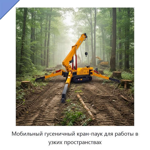 Мобильный гусеничный кран-паук для работы в узких пространствах