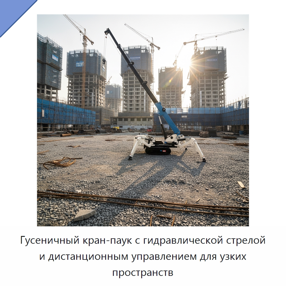 Гусеничный кран-паук с гидравлической стрелой и дистанционным управлением для узких пространств — Краны
