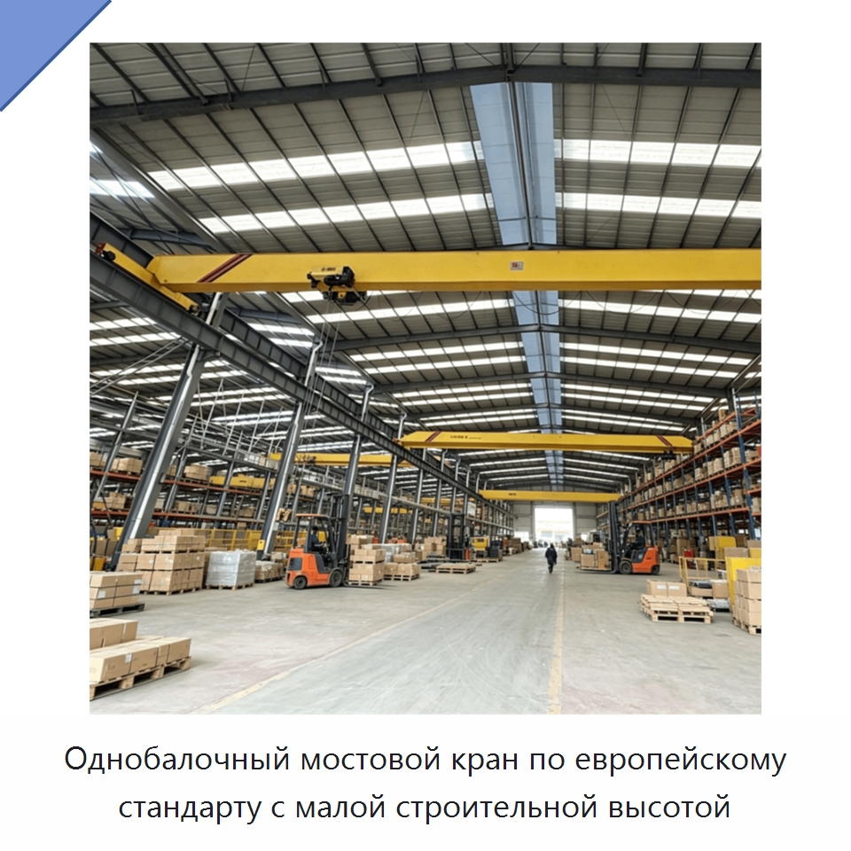 Однобалочный мостовой кран по европейскому стандарту с малой строительной высотой — Краны