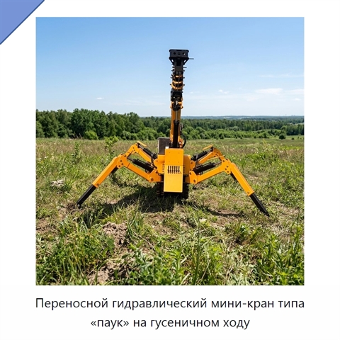 Переносной гидравлический мини-кран типа «паук» на гусеничном ходу