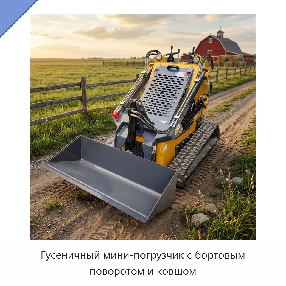 Гусеничный мини-погрузчик с бортовым поворотом и ковшом — Землеройная техника