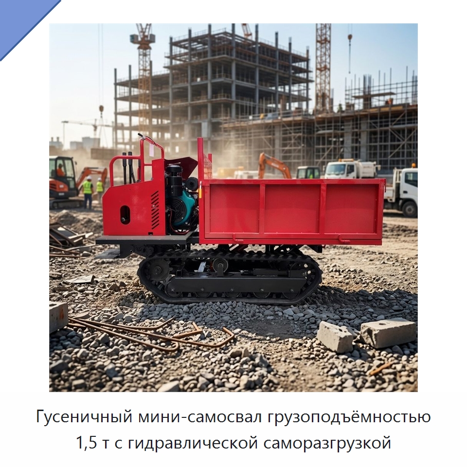 Гусеничный мини-самосвал грузоподъёмностью 1,5 т с гидравлической саморазгрузкой — Землеройная техника
