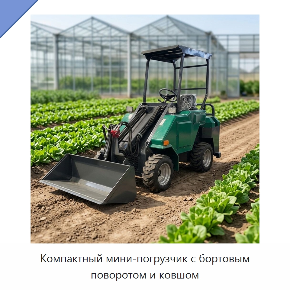 Компактный мини-погрузчик с бортовым поворотом и ковшом — Землеройная техника