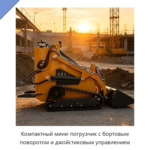 Компактный мини-погрузчик с бортовым поворотом и джойстиковым управлением