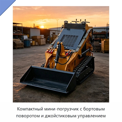 Компактный мини-погрузчик с бортовым поворотом и джойстиковым управлением