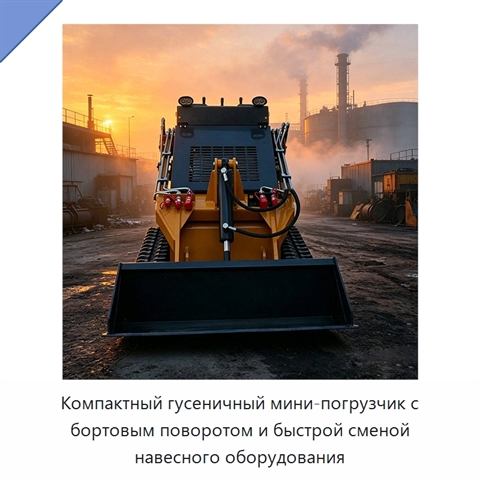 Компактный гусеничный мини-погрузчик с бортовым поворотом и быстрой сменой навесного оборудования