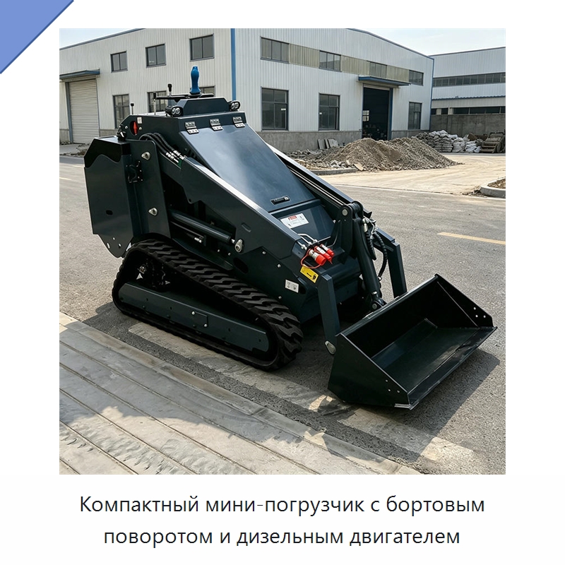 Компактный мини-погрузчик с бортовым поворотом и дизельным двигателем — Землеройная техника