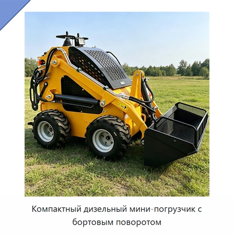 Компактный дизельный мини-погрузчик с бортовым поворотом