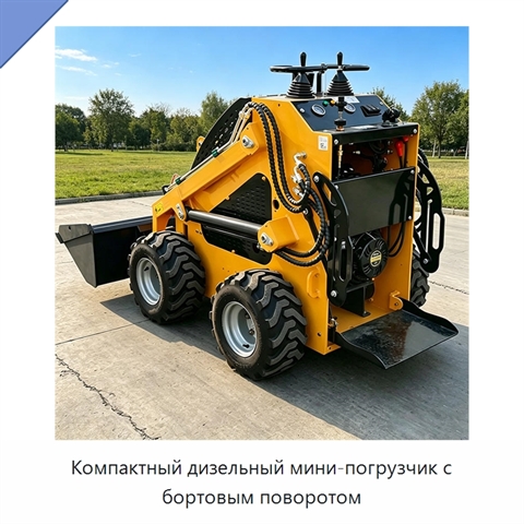 Компактный дизельный мини-погрузчик с бортовым поворотом