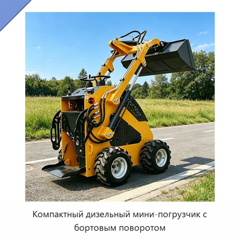 Компактный дизельный мини-погрузчик с бортовым поворотом
