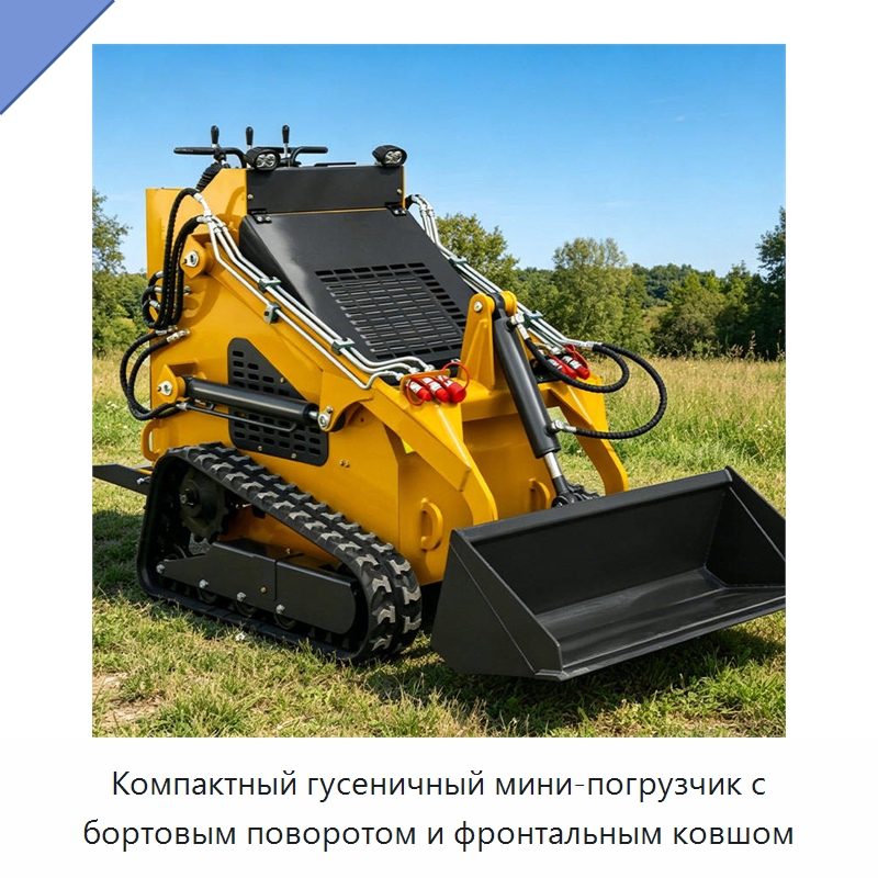Компактный гусеничный мини-погрузчик с бортовым поворотом и фронтальным ковшом — Землеройная техника