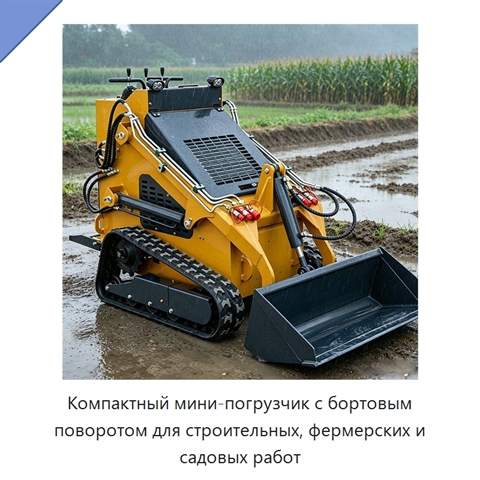 Компактный мини-погрузчик с бортовым поворотом для строительных, фермерских и садовых работ