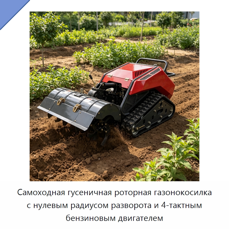 Самоходная гусеничная роторная газонокосилка с нулевым радиусом разворота и 4-тактным бензиновым двигателем — Газонокосилки