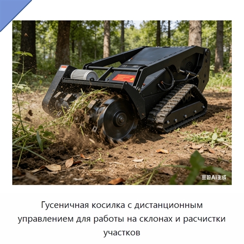 Гусеничная косилка с дистанционным управлением для работы на склонах и расчистки участков
