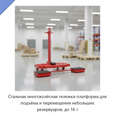 Стальная многоколёсная тележка-платформа для подъёма и перемещения небольших резервуаров, до 16 т