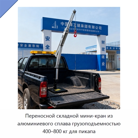 Переносной складной мини-кран из алюминиевого сплава грузоподъемностью 400–800 кг для пикапа