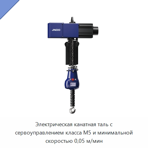 Электрическая канатная таль с сервоуправлением класса M5 и минимальной скоростью 0,05 м/мин