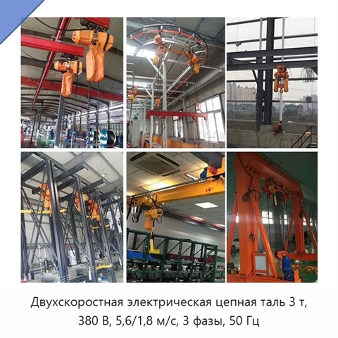 Двухскоростная электрическая цепная таль 3 т, 380 В, 5,6/1,8 м/с, 3 фазы, 50 Гц