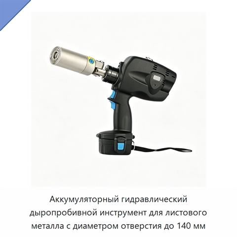 Аккумуляторный гидравлический дыропробивной инструмент для листового металла с диаметром отверстия до 140 мм