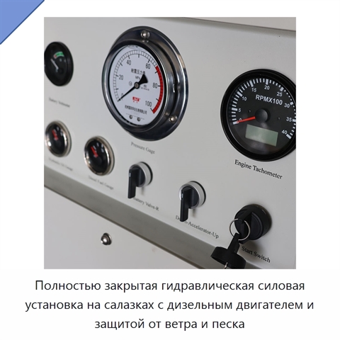 Полностью закрытая гидравлическая силовая установка на салазках с дизельным двигателем и защитой от ветра и песка