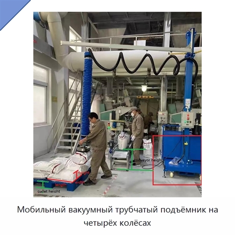 Мобильный вакуумный трубчатый подъёмник на четырёх колёсах
