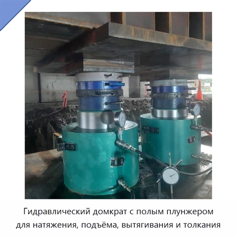 Гидравлический домкрат с полым плунжером для натяжения, подъёма, вытягивания и толкания