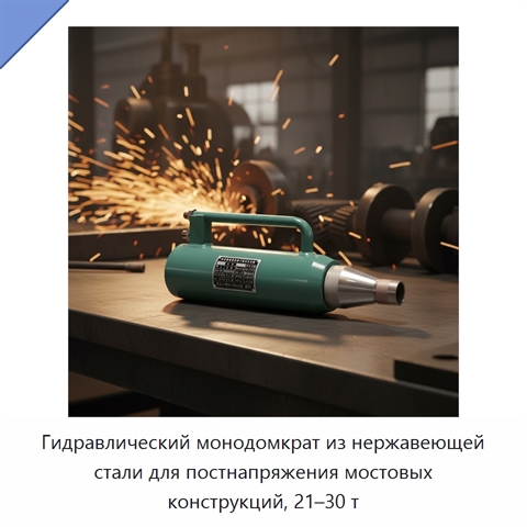 Гидравлический монодомкрат из нержавеющей стали для постнапряжения мостовых конструкций, 21–30 т