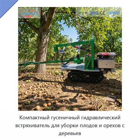 Компактный гусеничный гидравлический встряхиватель для уборки плодов и орехов с деревьев