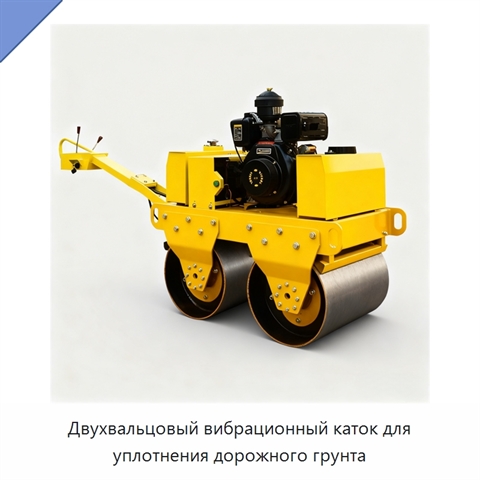 Двухвальцовый вибрационный каток для уплотнения дорожного грунта
