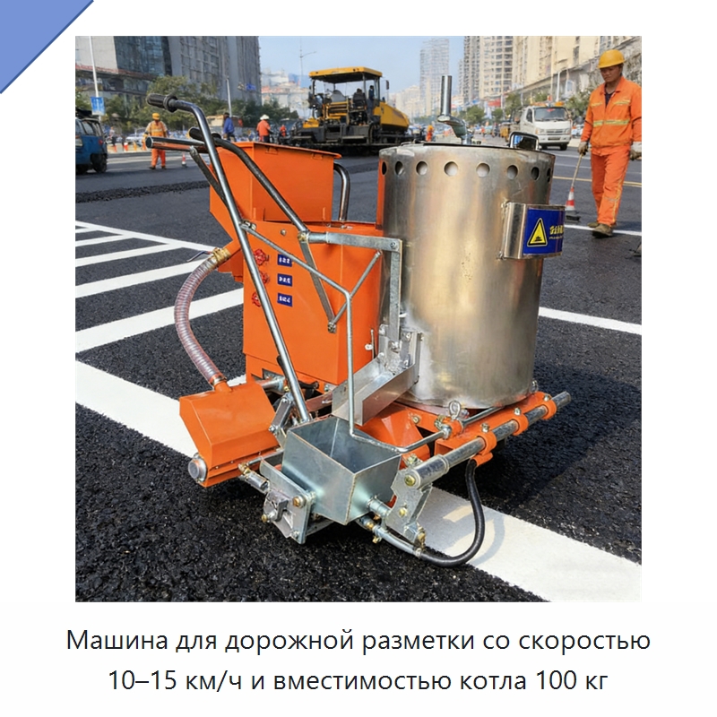 Машина для дорожной разметки со скоростью 10–15 км/ч и вместимостью котла 100 кг — Дорожная техника