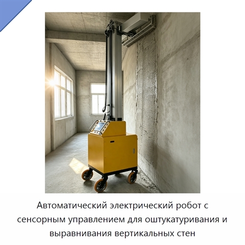Автоматический электрический робот с сенсорным управлением для оштукатуривания и выравнивания вертикальных стен