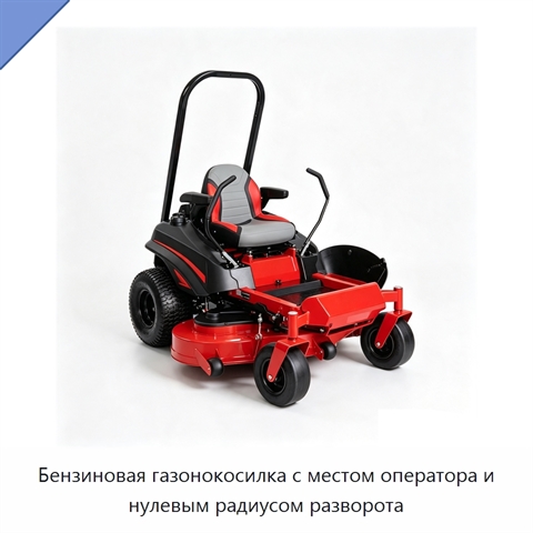 Бензиновая газонокосилка с местом оператора и нулевым радиусом разворота