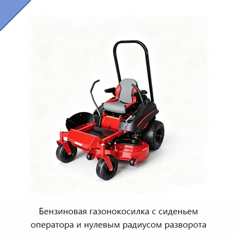 Бензиновая газонокосилка с сиденьем оператора и нулевым радиусом разворота