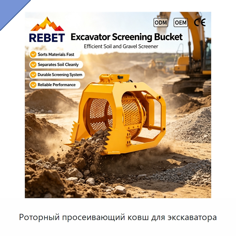 Роторный просеивающий ковш для экскаватора — Навесное оборудование для строительной техники