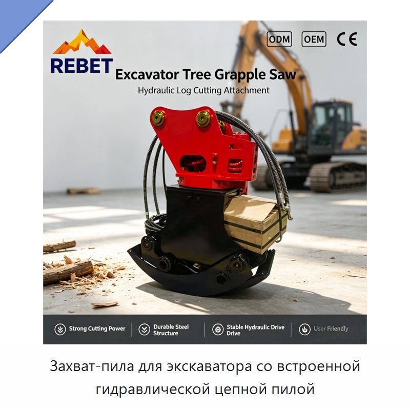 Захват-пила для экскаватора со встроенной гидравлической цепной пилой — Навесное оборудование для строительной техники