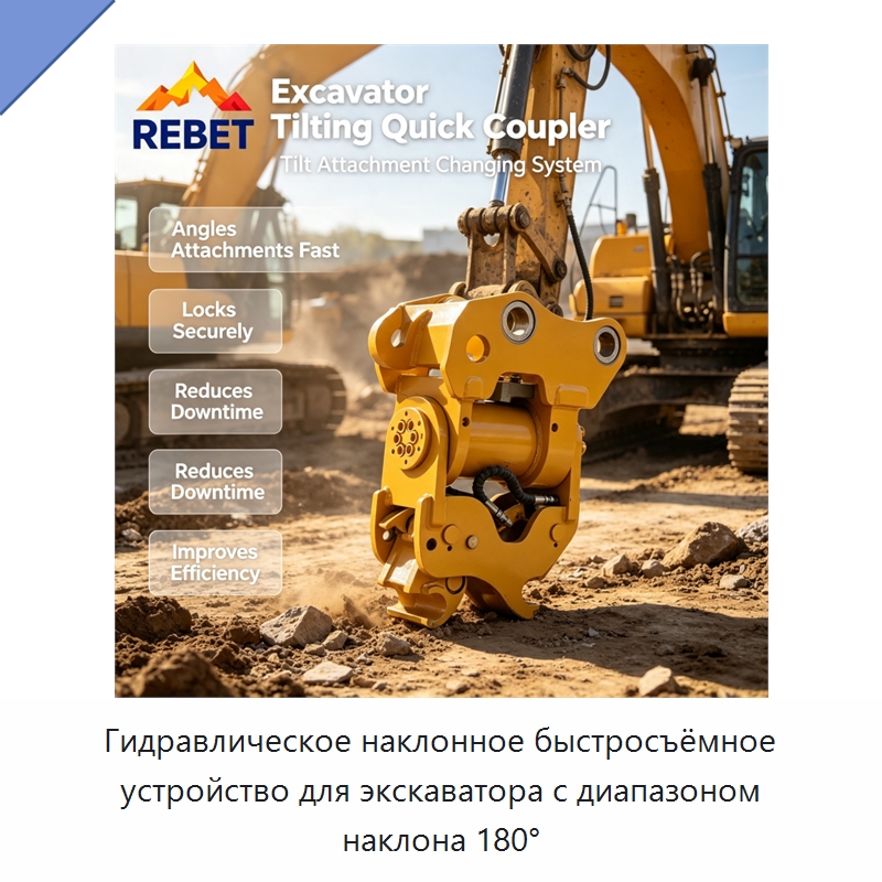 Гидравлическое наклонное быстросъёмное устройство для экскаватора с диапазоном наклона 180° — Навесное оборудование для строительной техники