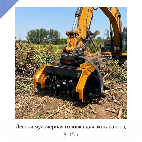 Лесная мульчерная головка для экскаватора, 3–15 т
