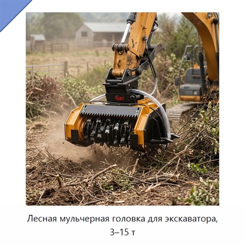 Лесная мульчерная головка для экскаватора, 3–15 т