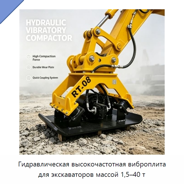 Гидравлическая высокочастотная виброплита для экскаваторов массой 1,5–40 т — Навесное оборудование для строительной техники