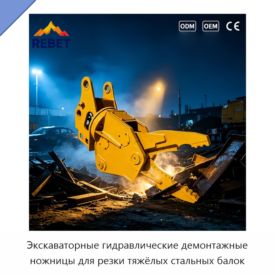 Экскаваторные гидравлические демонтажные ножницы для резки тяжёлых стальных балок — Навесное оборудование для строительной техники