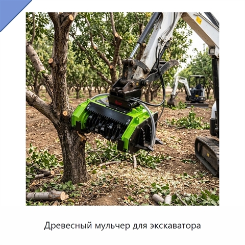 Древесный мульчер для экскаватора