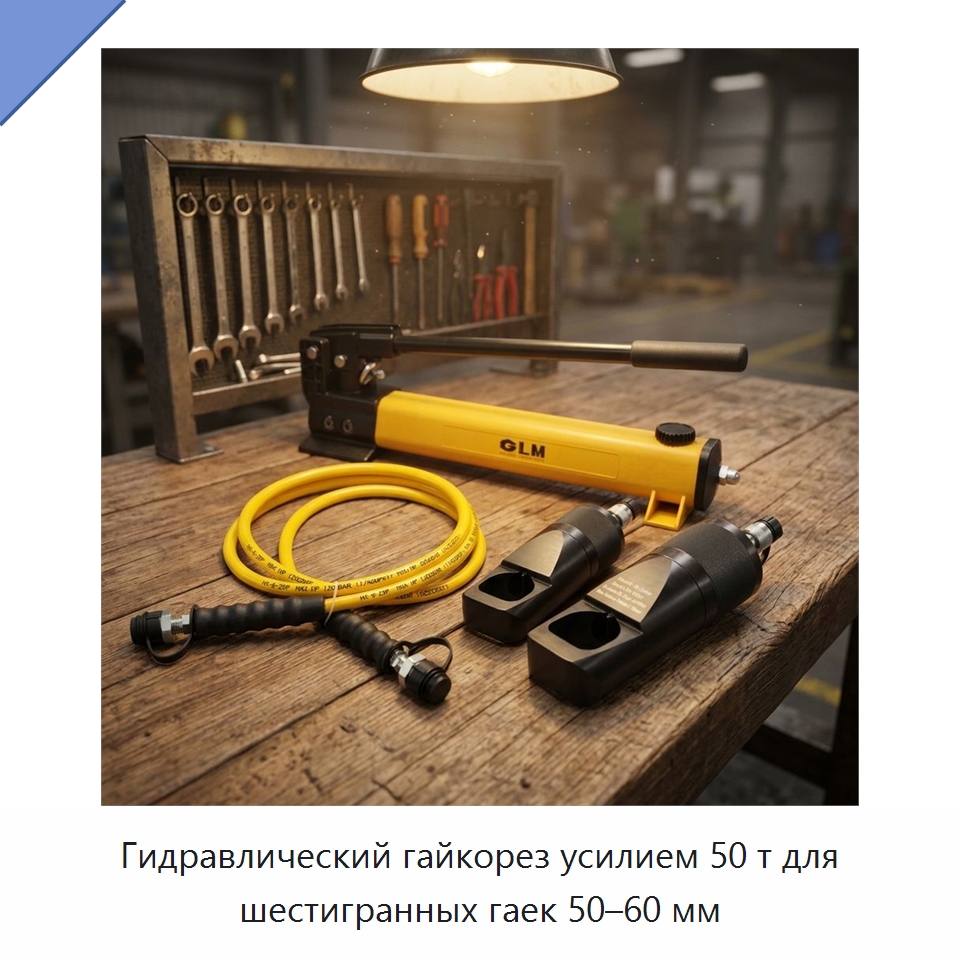 Гидравлический гайкорез усилием 50 т для шестигранных гаек 50–60 мм — Специальный гидравлический инструмент