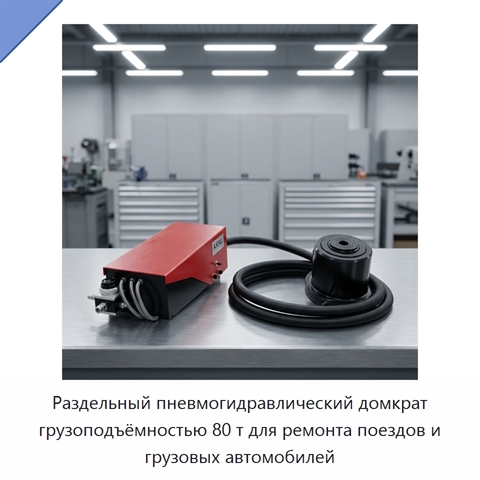 Раздельный пневмогидравлический домкрат грузоподъёмностью 80 т для ремонта поездов и грузовых автомобилей