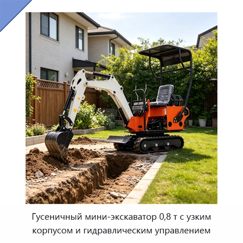 Гусеничный мини-экскаватор 0,8 т с узким корпусом и гидравлическим управлением