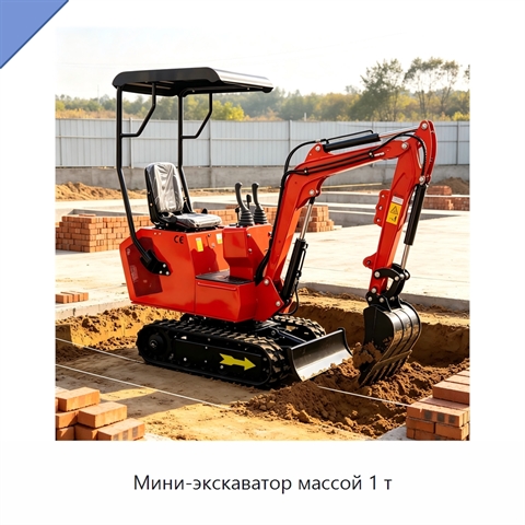 Мини-экскаватор массой 1 т