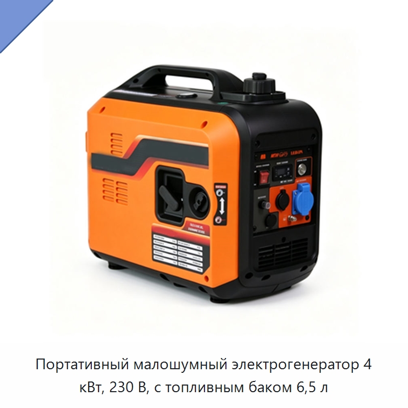 Портативный малошумный электрогенератор 4 кВт, 230 В, с топливным баком 6,5 л — Генерация электроэнергии