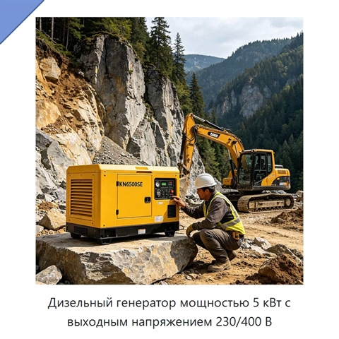 Дизельный генератор мощностью 5 кВт с выходным напряжением 230/400 В