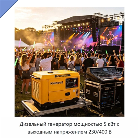 Дизельный генератор мощностью 5 кВт с выходным напряжением 230/400 В