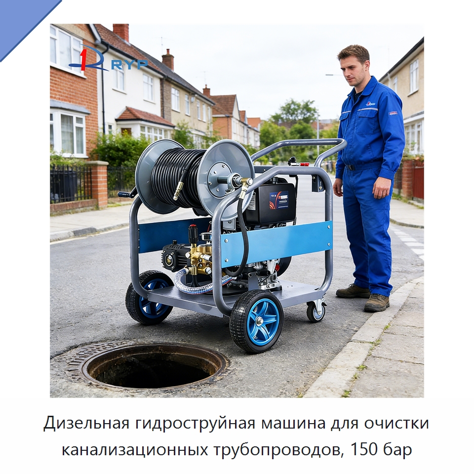 Дизельная гидроструйная машина для очистки канализационных трубопроводов, 150 бар — Аппараты высокого давления
