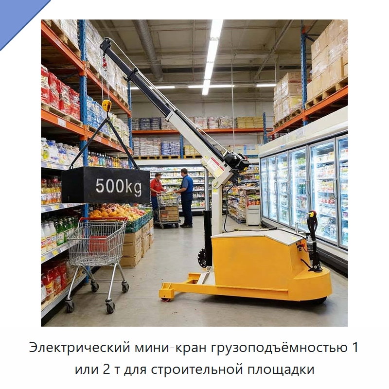 Электрический мини-кран грузоподъёмностью 1 или 2 т для строительной площадки — Краны